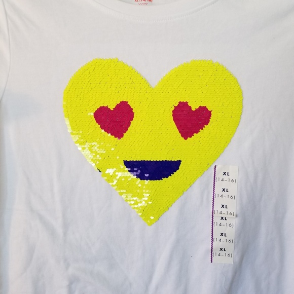 SOLD 💫 Happy Face White T-Shirt Junior XL NWT - Picture 2 of 7